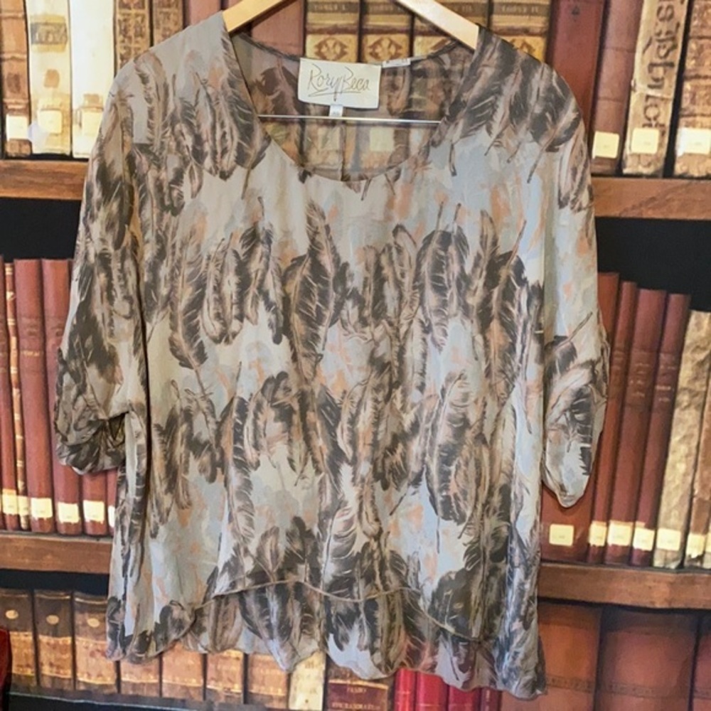 Rory Beca sheer flowing feather print top